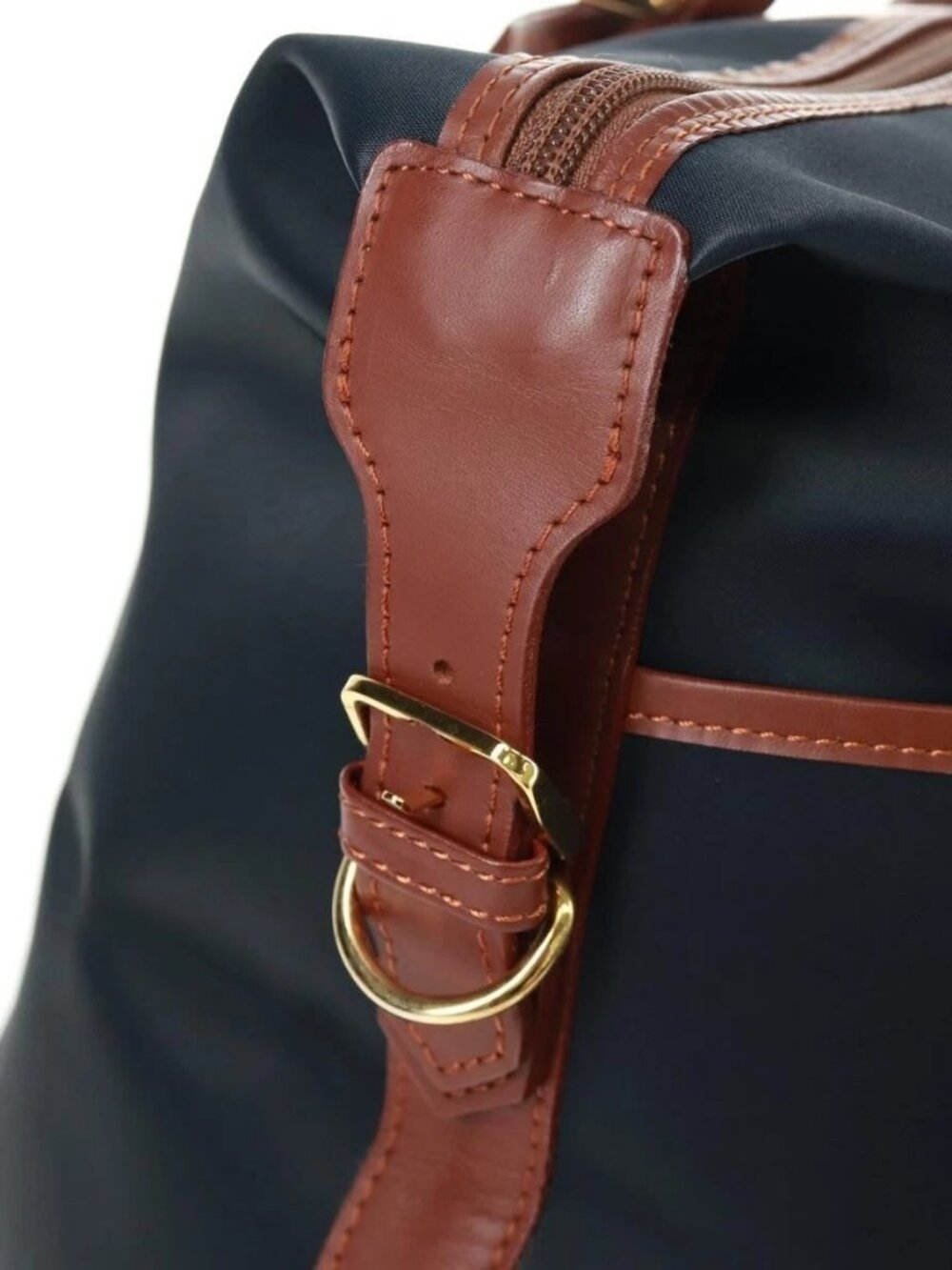 SAINT LAURENT Boston Bag Nylon Leather Navy Gold Auth bs31763 - Picture 11 of 16
